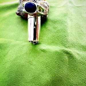 Mens silver ring with Lapis stone